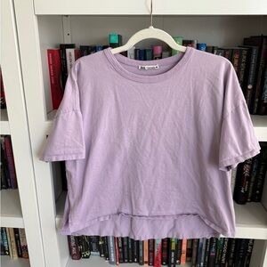 Zara purple lavender cotton lightweight boxy oversized T-shirt tee shirt classic